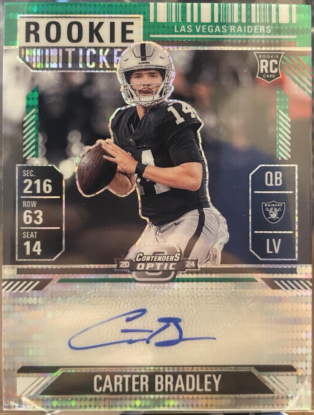 Carter Bradley [Green Pulsar Rookie Ticket Autograph Silver] #186