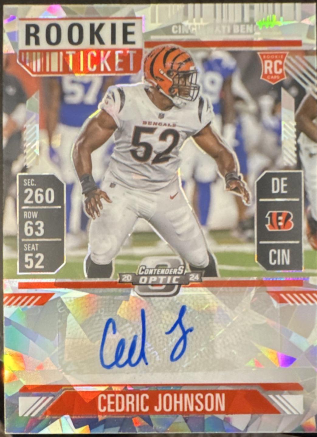 Cedric Johnson [Cracked Ice Rookie Ticket Autograph Silver] #187