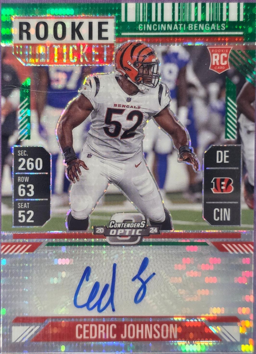 Cedric Johnson [Green Pulsar Rookie Ticket Autograph Silver] #187