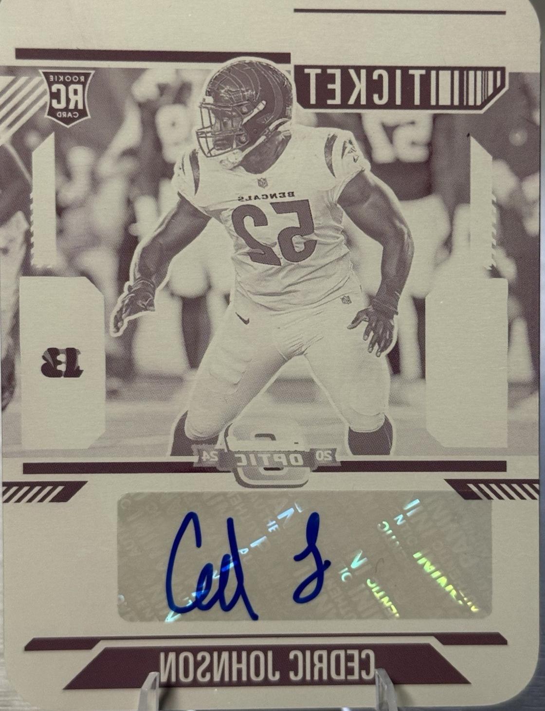 Cedric Johnson [Printing Plate Rookie Ticket Autograph Purple] #187