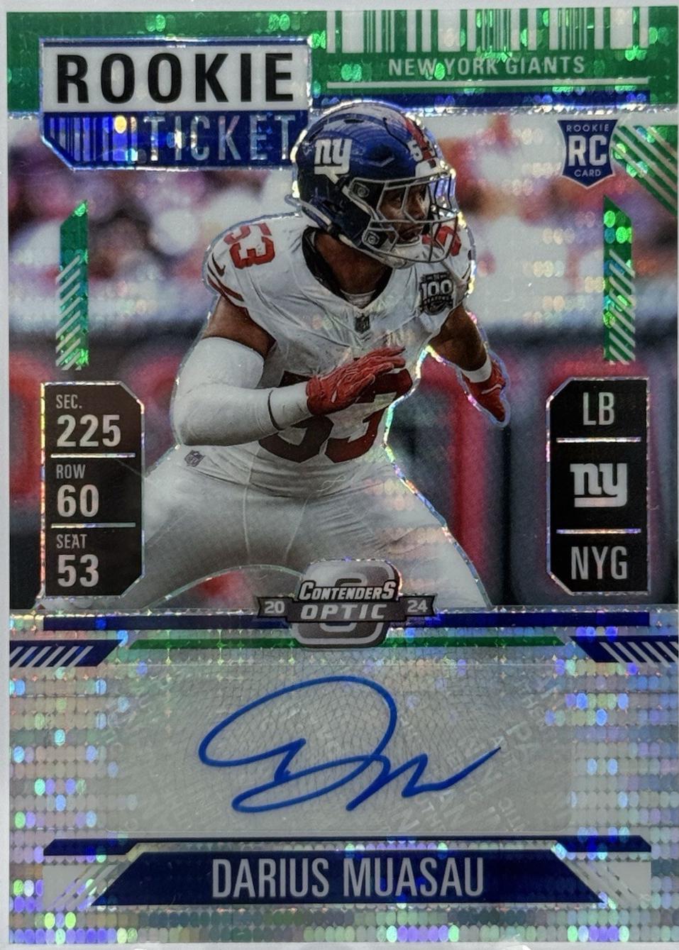 Darius Muasau [Green Pulsar Rookie Ticket Autograph Silver] #191