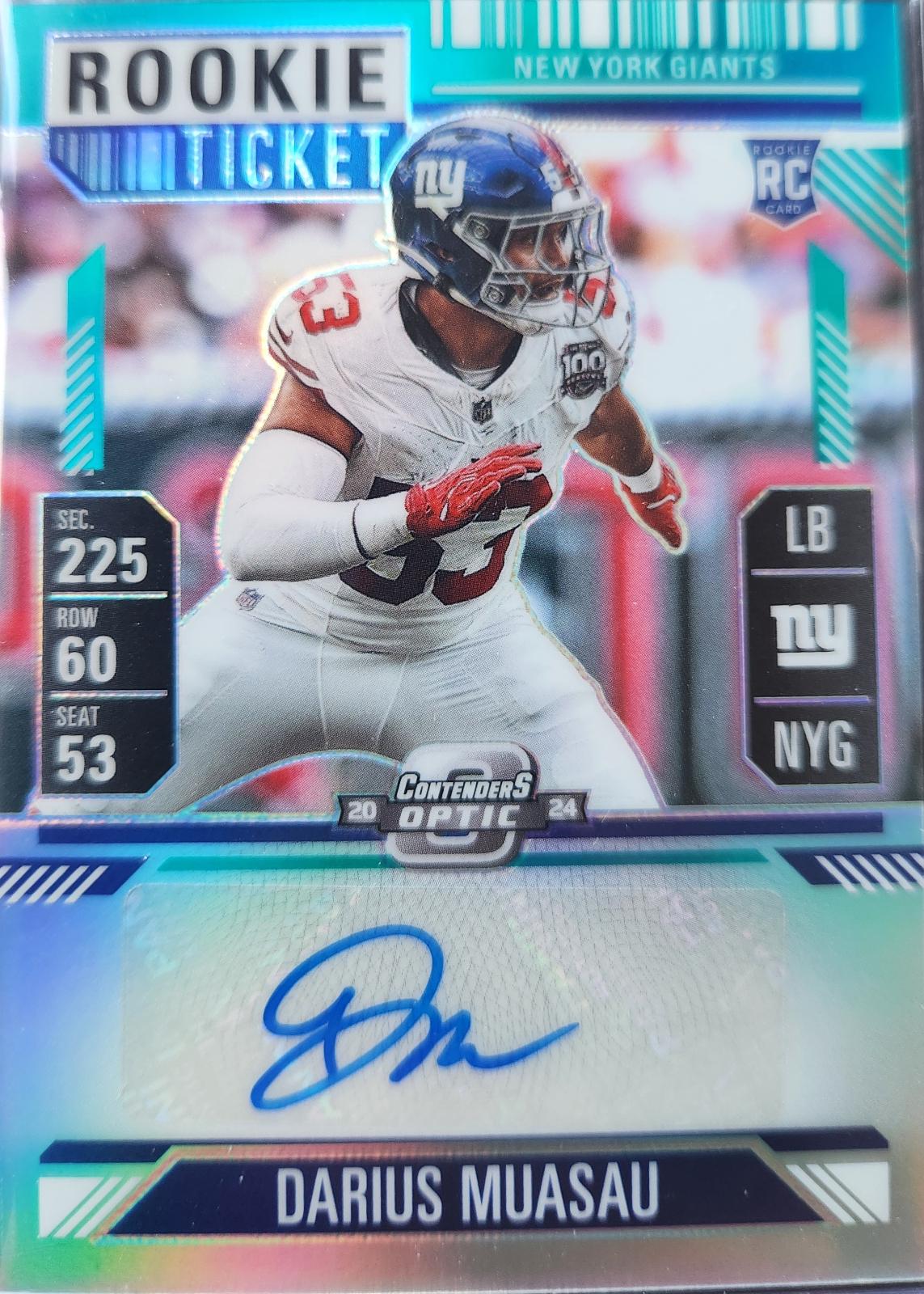 Darius Muasau [Teal Rookie Ticket Autograph Silver] #191