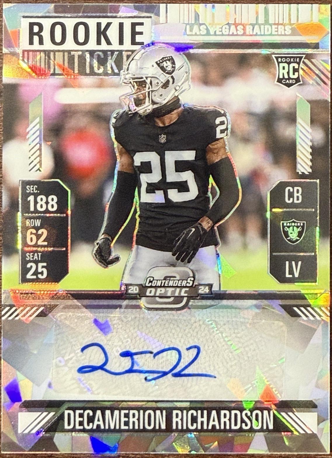 Decamerion Richardson [Cracked Ice Rookie Ticket Autograph Silver] #192