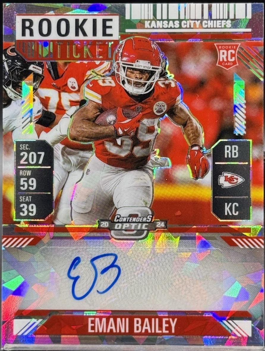 Emani Bailey [Cracked Ice Rookie Ticket Autograph Silver] #177