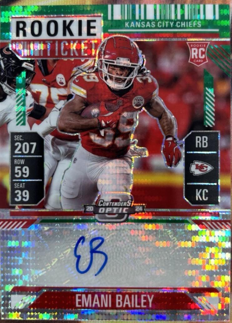 Emani Bailey [Green Pulsar Rookie Ticket Autograph Silver] #177