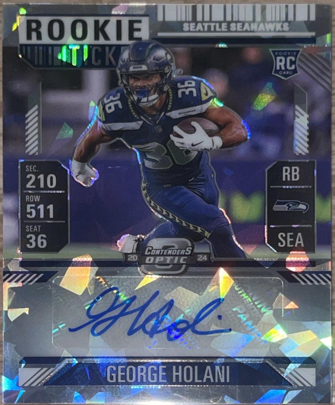 George Holani [Cracked Ice Rookie Ticket Autograph Silver] #180