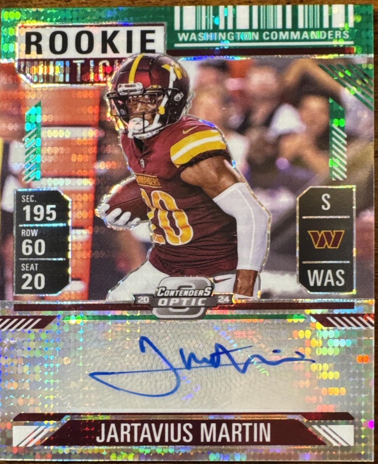Jartavius Martin [Green Pulsar Rookie Ticket Autograph Silver] #165