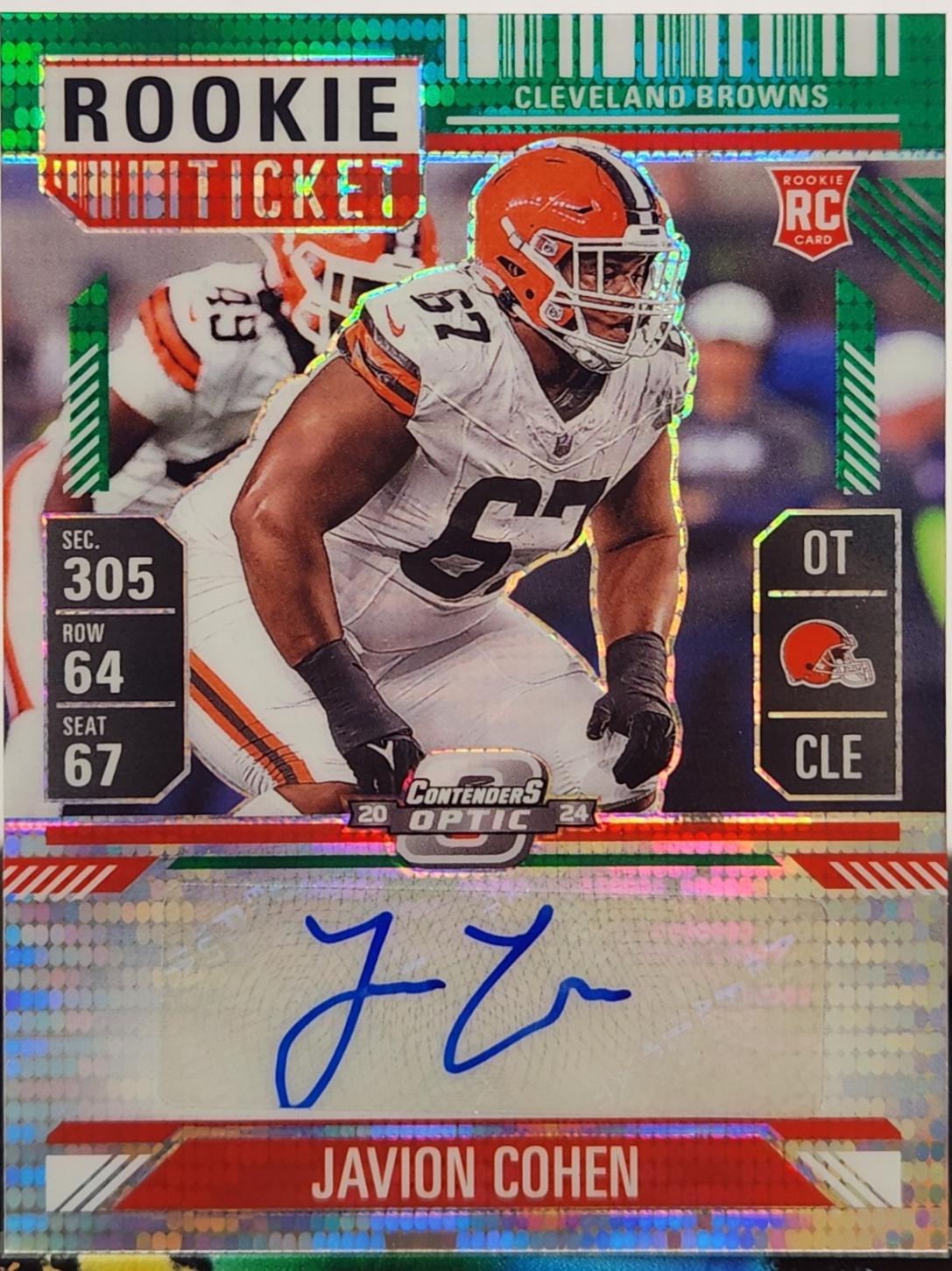 Javion Cohen [Green Pulsar Rookie Ticket Autograph Silver] #205
