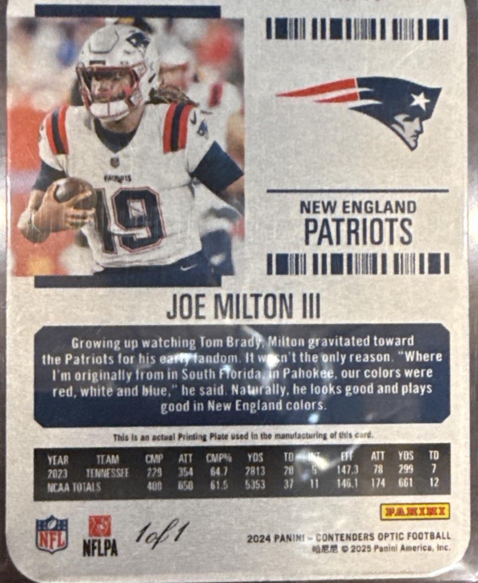 Joe Milton III [Printing Plate] #78