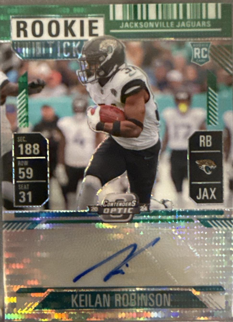 Keilan Robinson [Green Pulsar Rookie Ticket Autograph Silver] #160