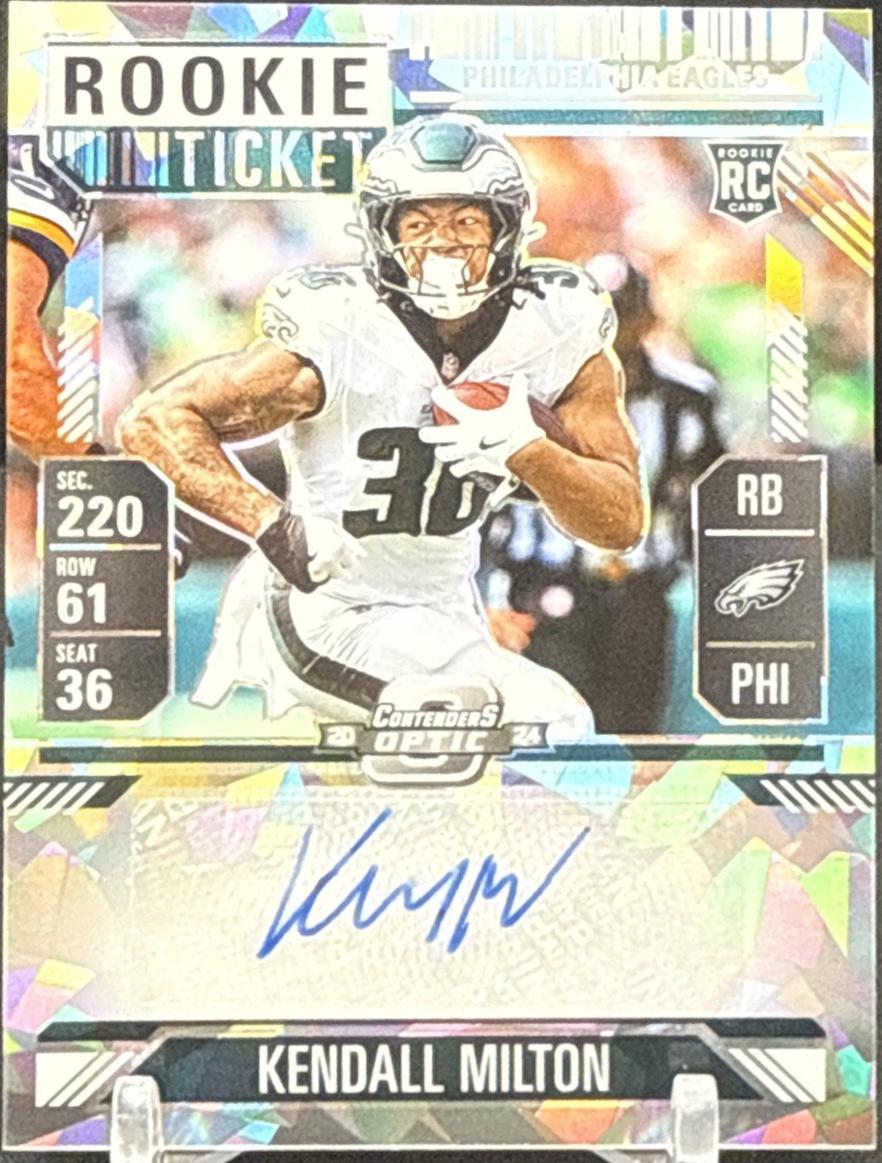 Kendall Milton [Cracked Ice Rookie Ticket Autograph Silver] #164