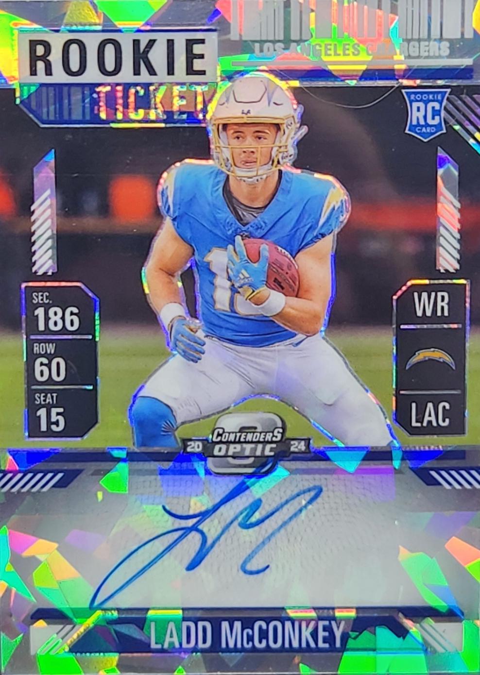 Ladd McConkey [Cracked Ice Autograph] #110