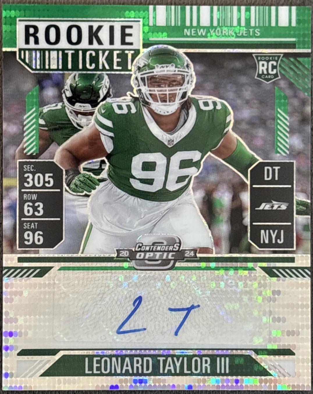 Leonard Taylor III [Green Pulsar Rookie Ticket Autograph Silver] #155