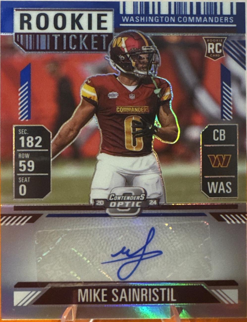 Mike Sainristil [Blue Rookie Ticket Autograph Silver] #162