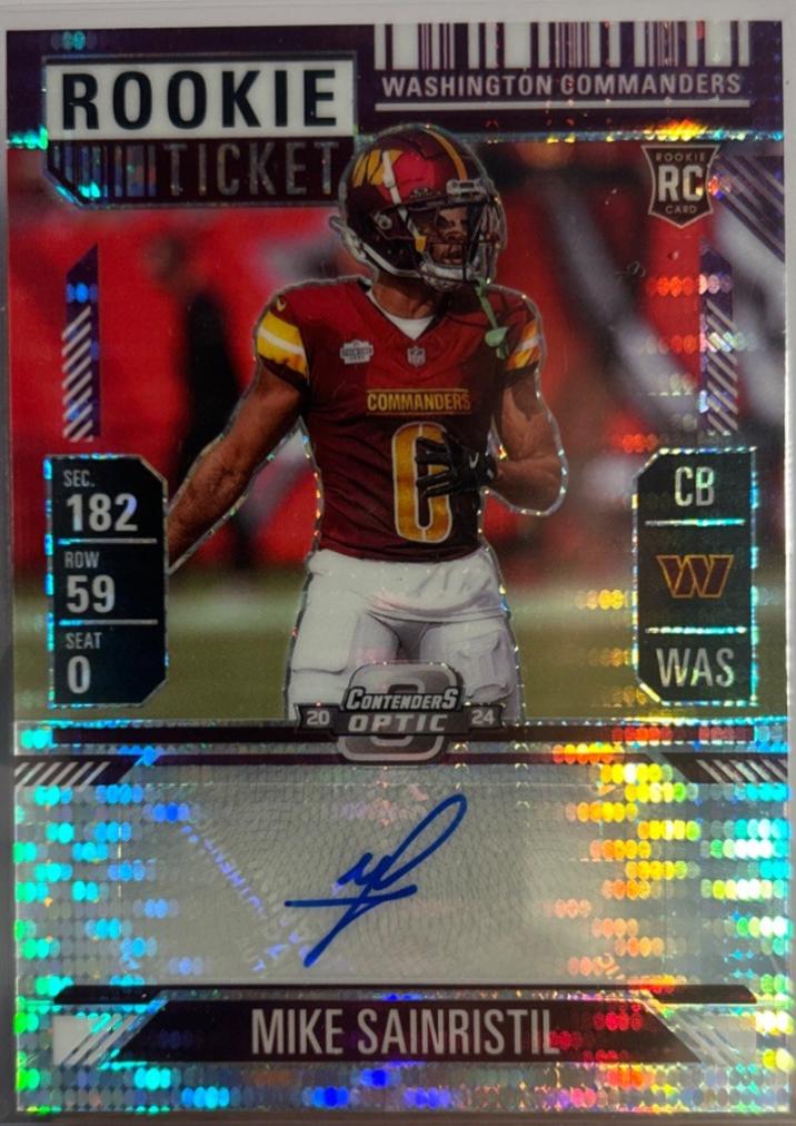 Mike Sainristil [Green Pulsar Rookie Ticket Autograph Silver] #162
