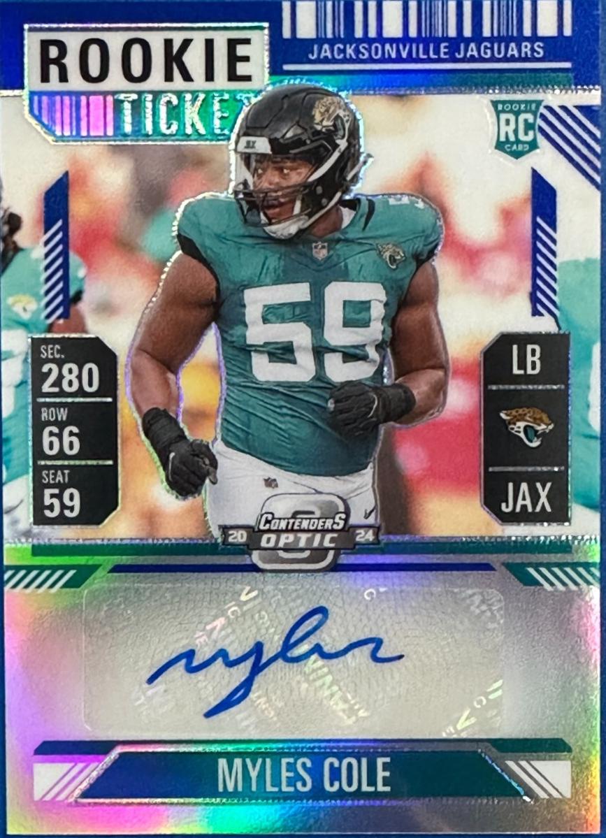 Myles Cole [Blue Rookie Ticket Autograph Silver] #199