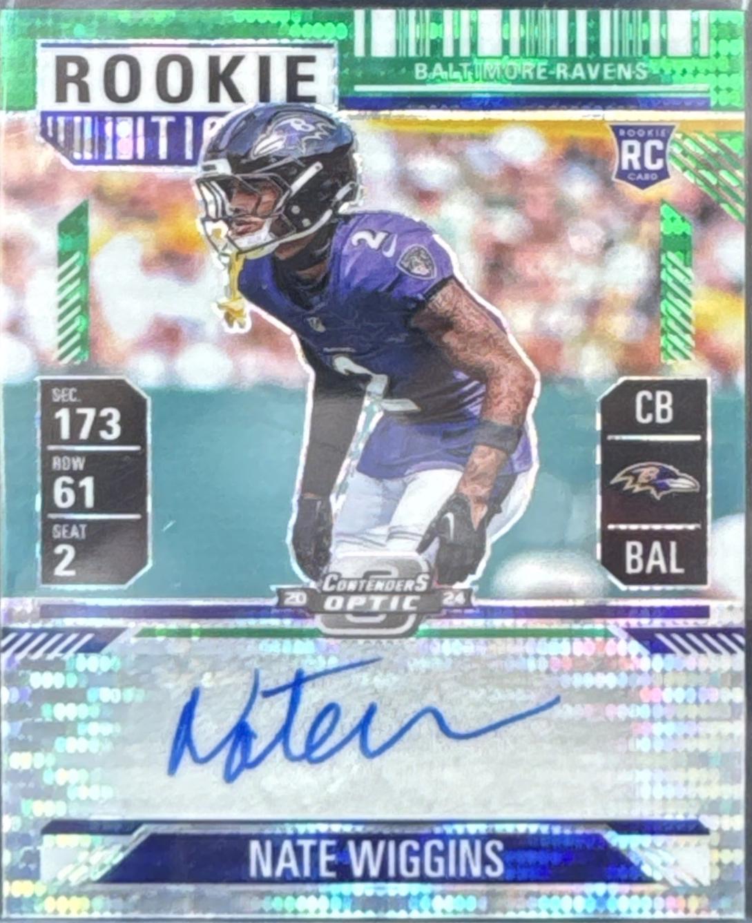 Nate Wiggins [Green Pulsar Rookie Ticket Autograph Silver] #148
