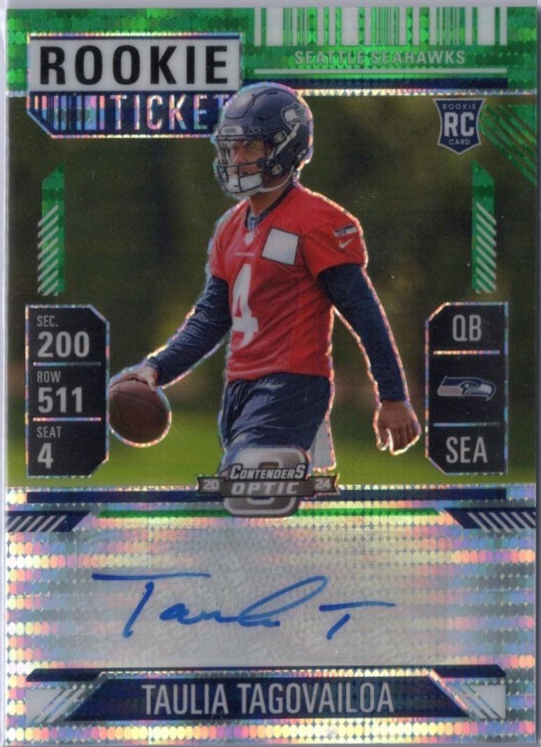 Taulia Tagovailoa [Green Pulsar Rookie Ticket Autograph Silver] #143