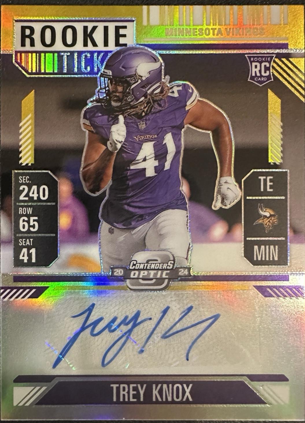 Trey Knox [Gold Rookie Ticket Autograph Purple] #174