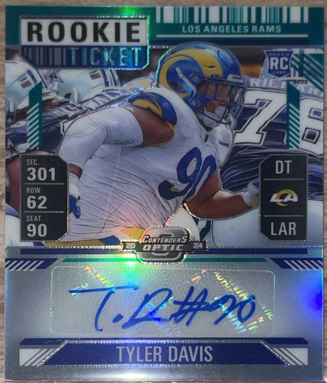 Tyler Davis [Green Pulsar Rookie Ticket Autograph Silver] #206