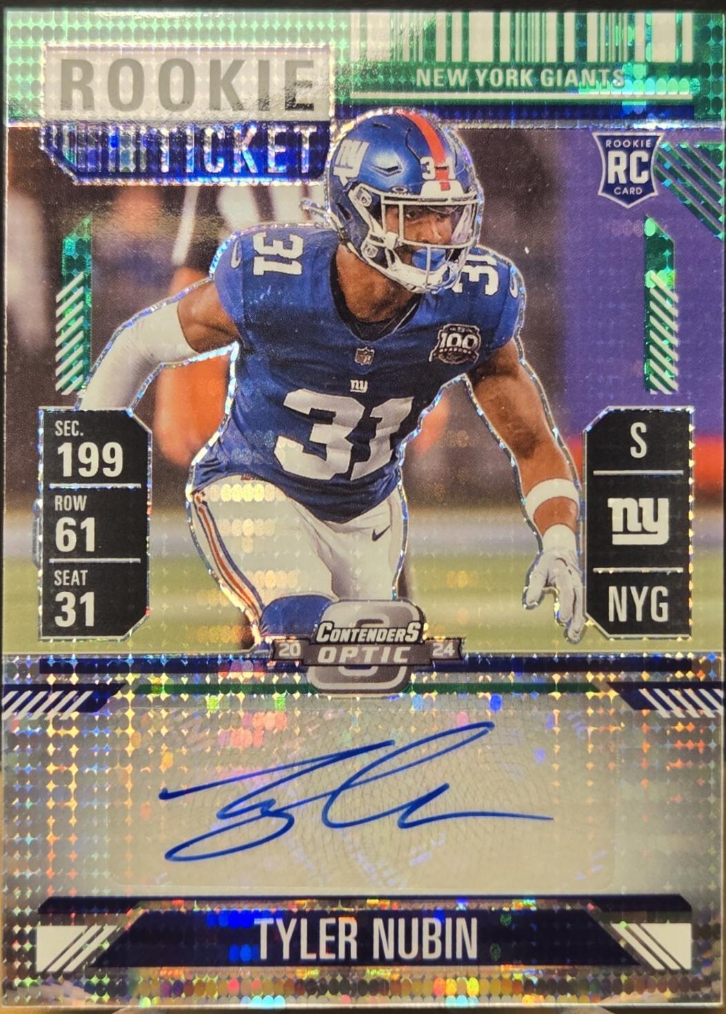Tyler Nubin [Green Pulsar Rookie Ticket Autograph Silver] #152