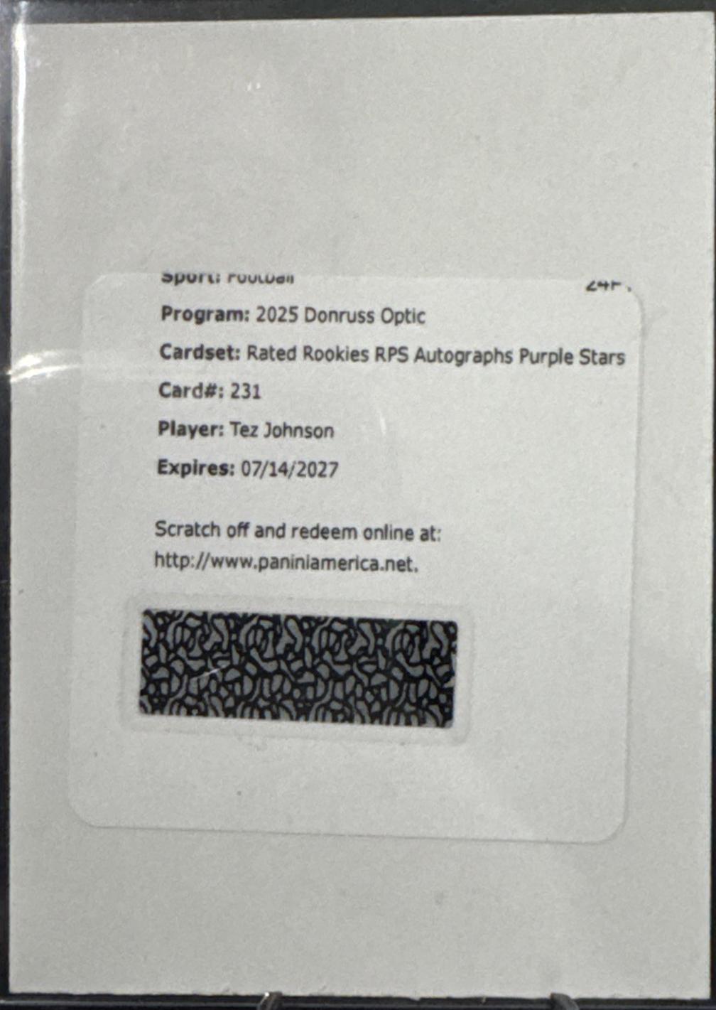 Tez Johnson [Purple Stars RPS Autograph] #231