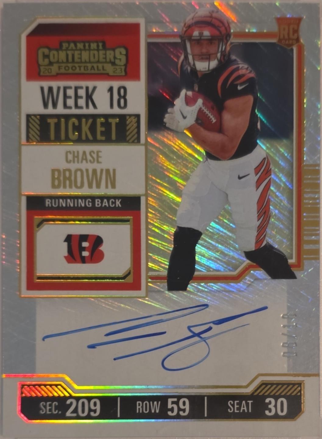 Chase Brown [Rookie Ticket Autograph Red White Blue] #105