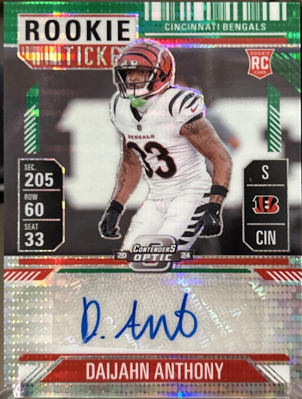 Daijahn Anthony [Green Pulsar Rookie Ticket Autograph Silver] #190