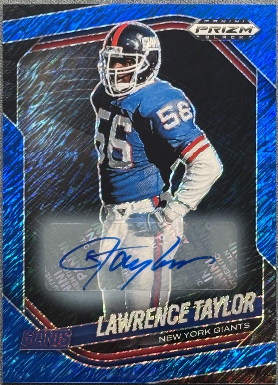 Lawrence Taylor [Autograph Blue Shimmer] #100