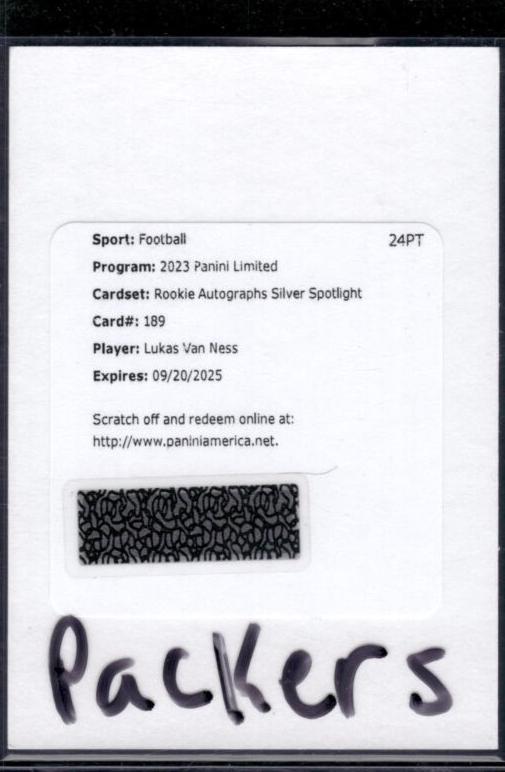 Lukas Van Ness [Silver Spotlight Rookie Autograph] #189