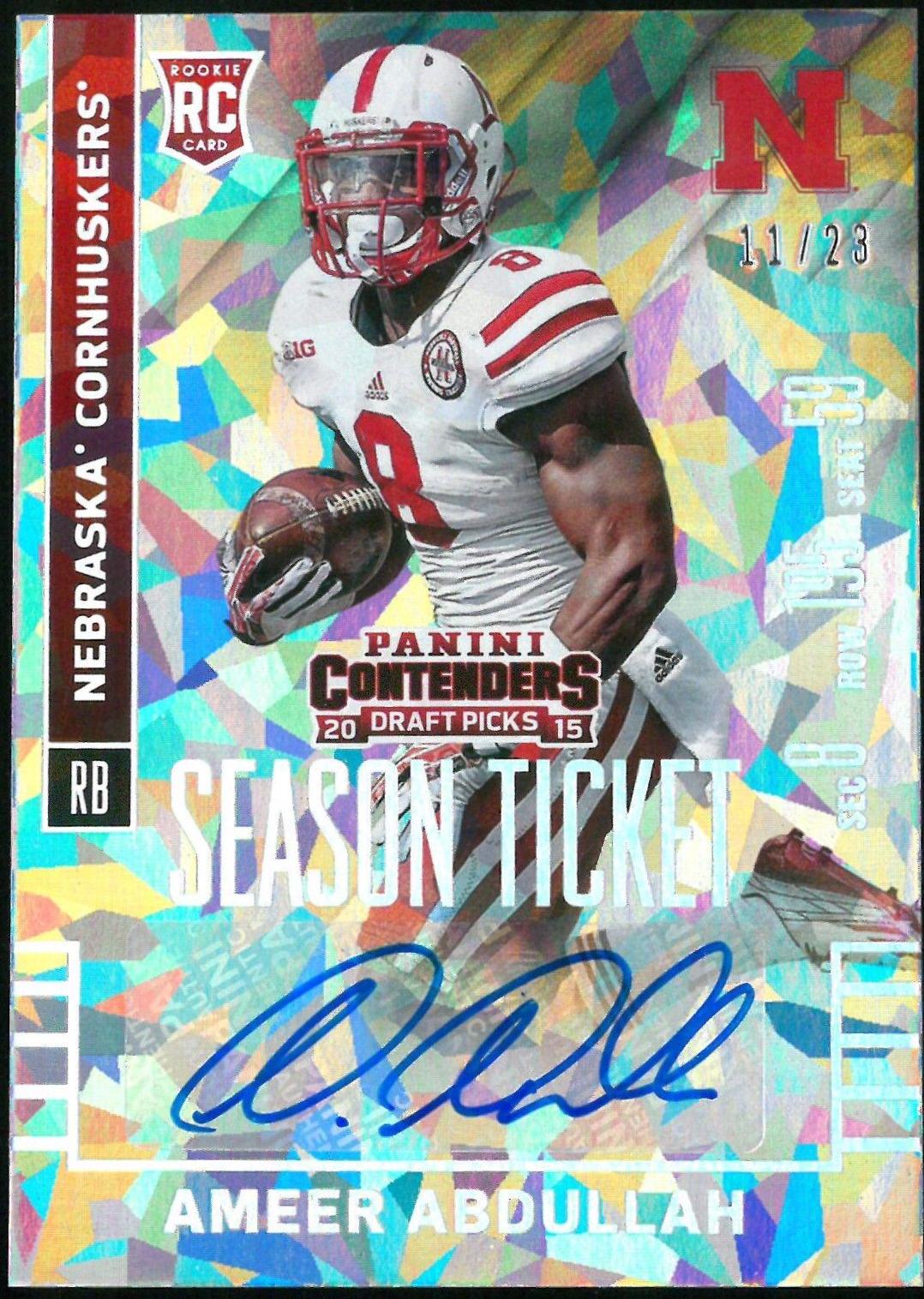 Ameer Abdullah [Section Autograph Cracked Ice Ticket] #102