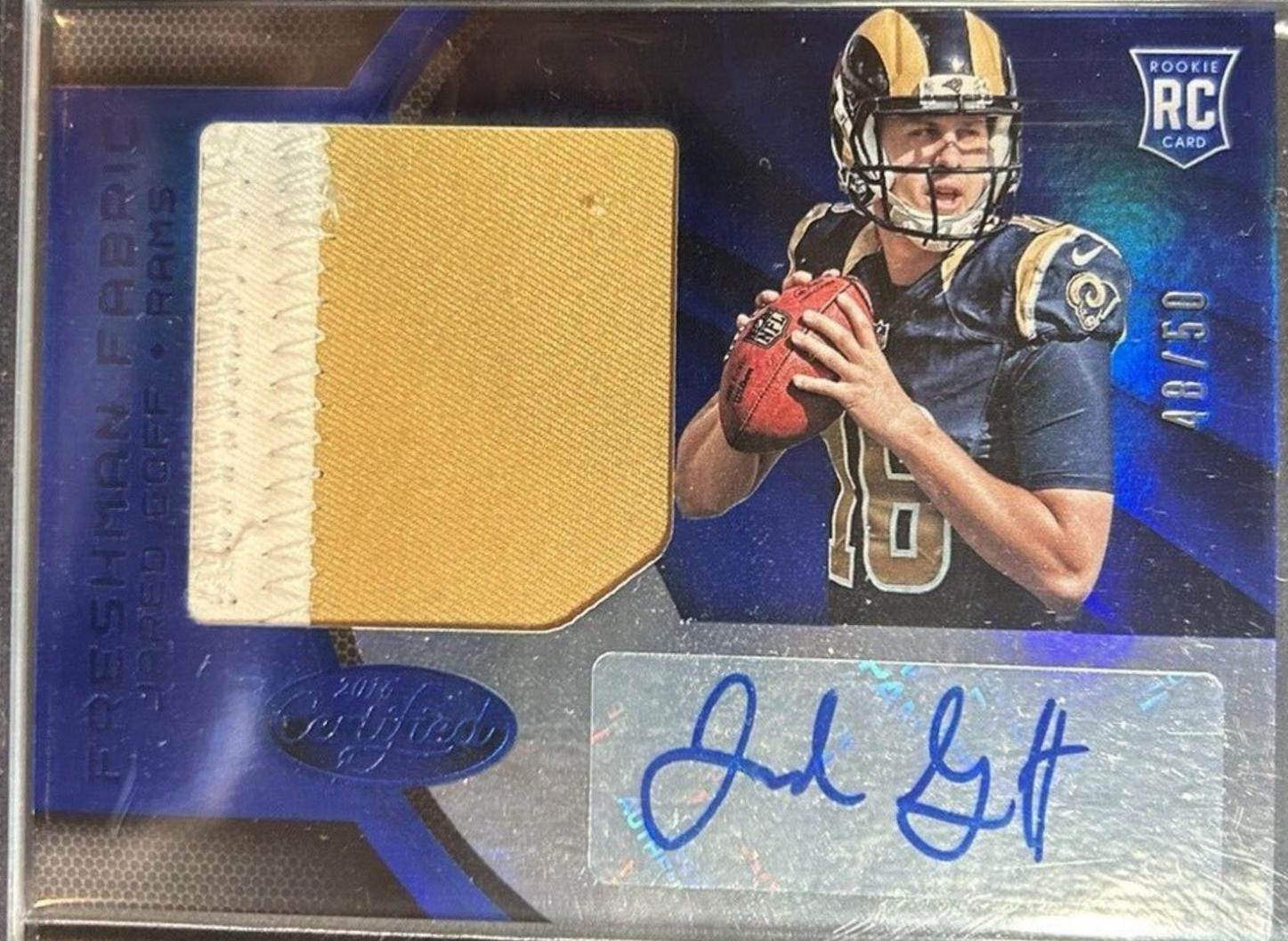 Jared Goff [Freshman Fabric Mirror Blue Signature] #201