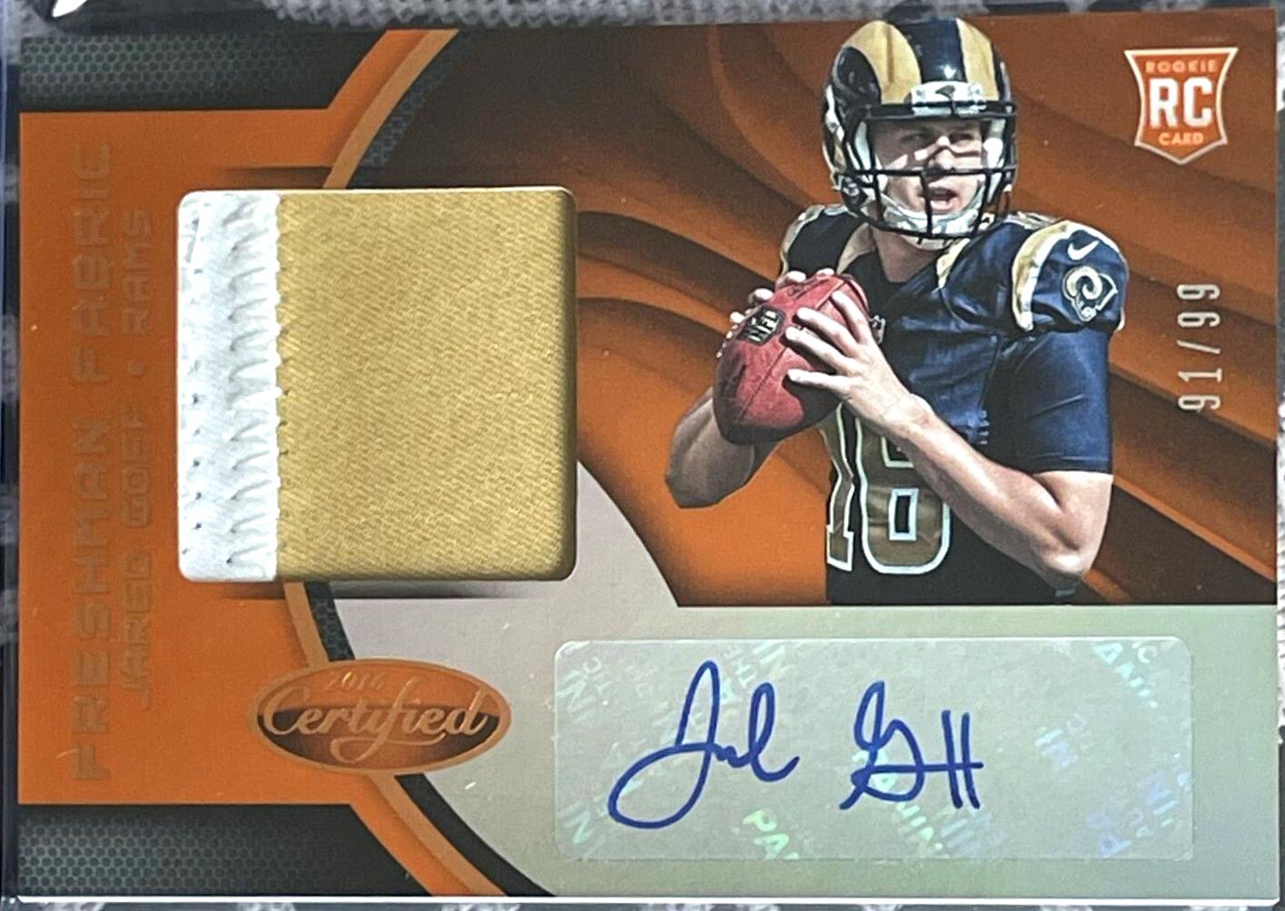 Jared Goff [Freshman Fabric Mirror Orange Signature] #201