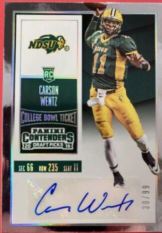 Carson Wentz [White Jersey Autograph Bowl Ticket] #127