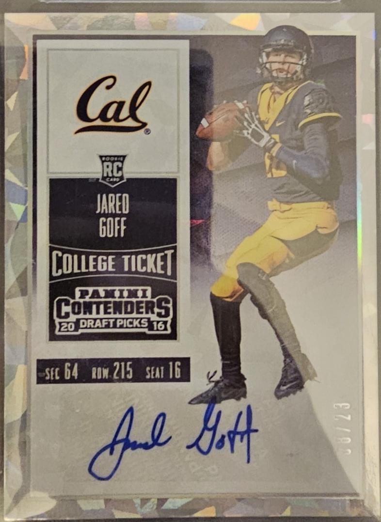 Jared Goff [Looking Ahead Autograph Cracked Ice Ticket] #102