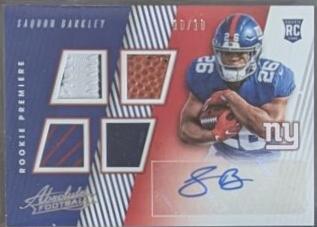 Saquon Barkley [Material Autograph Quad Spectrum] #156