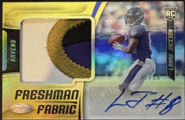 Lamar Jackson [Freshman Fabric Signature Gold Etch] #203