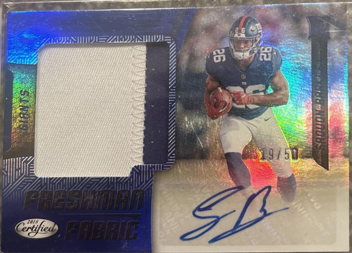 Saquon Barkley [Freshman Fabric Mirror Blue Signature] #201
