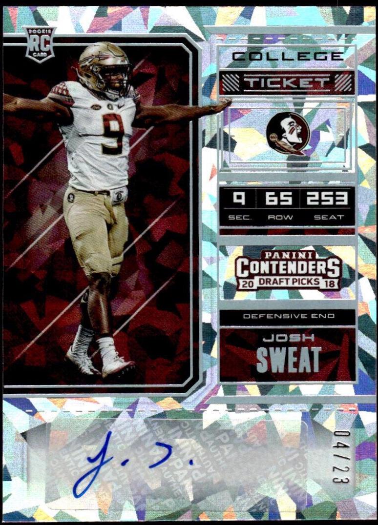Josh Sweat [Cracked Ice Autograph] #214