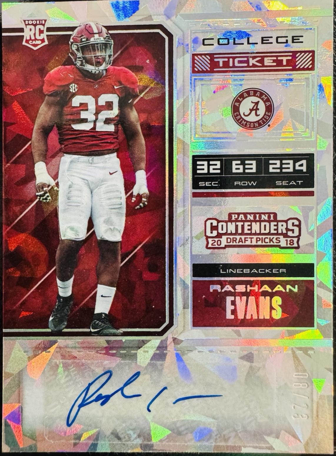 Rashaan Evans [Cracked Ice Autograph] #239