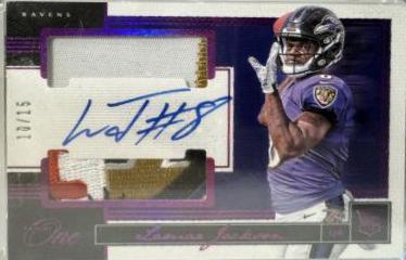 Lamar Jackson [Dual Patch Autograph Red] #66