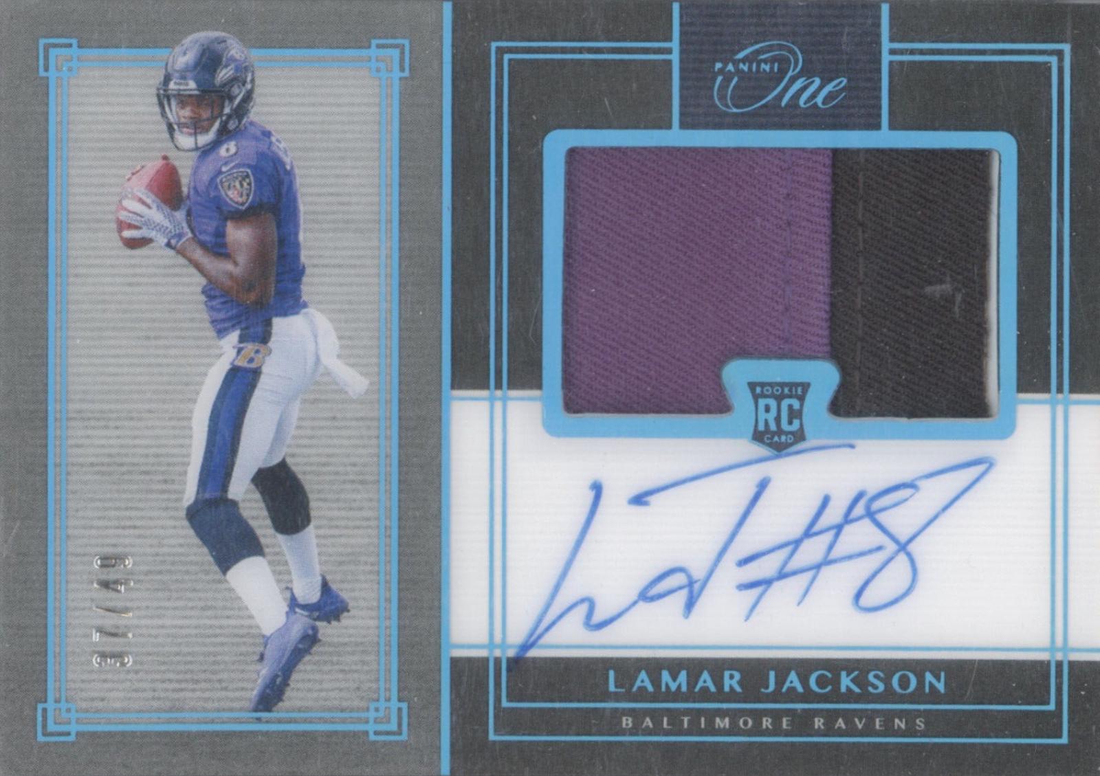 Lamar Jackson [Premium Patch Autograph Blue] #46