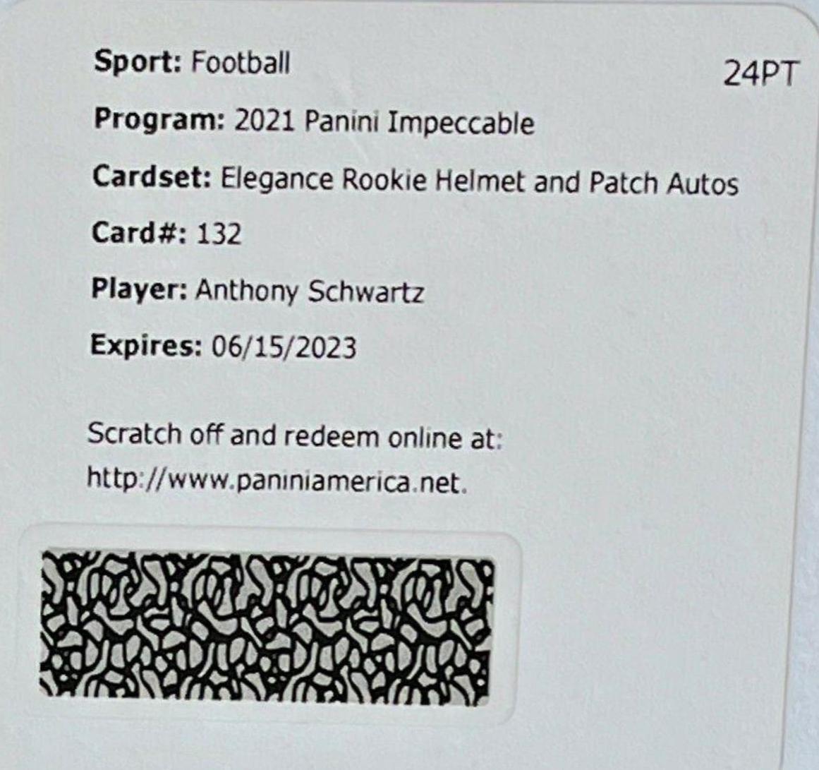 Anthony Schwartz [Helmet, Patch Autograph] #132