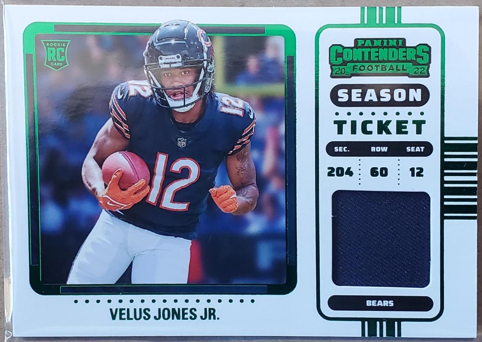 Velus Jones Jr [Green Rookie Swatch Variation] #RSV-VJO