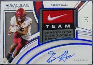 Breece Hall [Patch Autograph Laundry Tag Brand Logo] #60