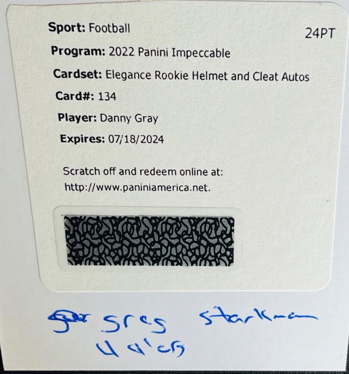 Danny Gray [Helmet Cleat Autograph] #134