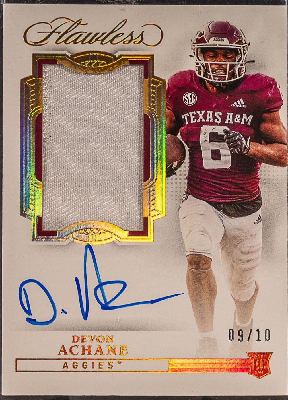 De'Von Achane [Horizontal Patch Autograph Gold] #140