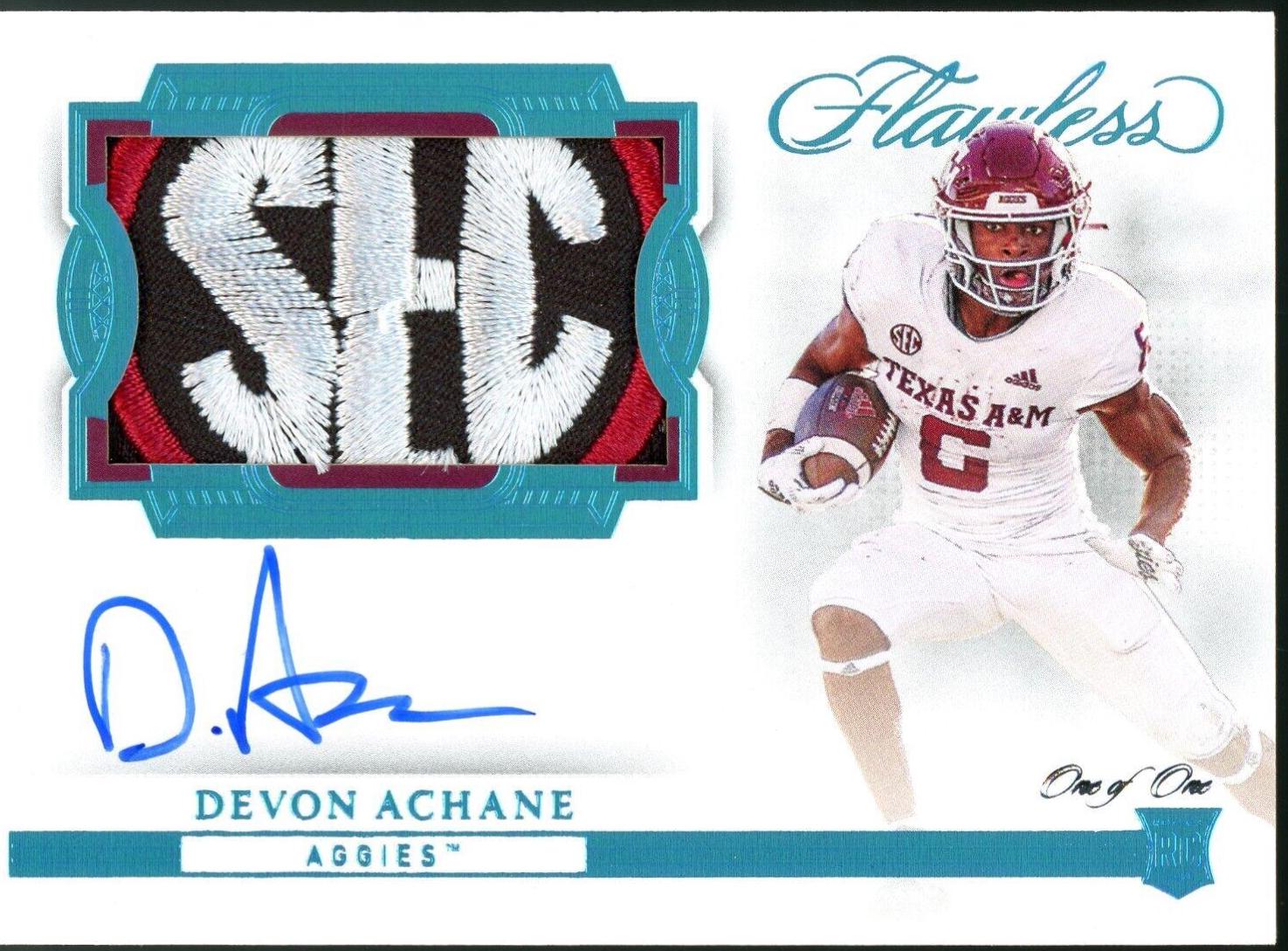 De'Von Achane [Horizontal Patch Autograph Platinum] #140