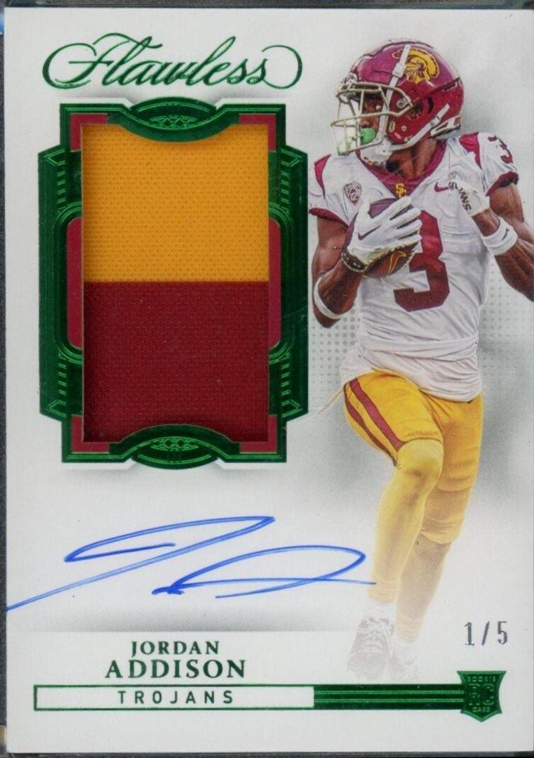Jordan Addison [Horizontal Patch Autograph Emerald] #152