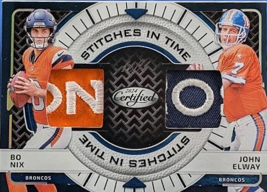 Bo Nix / John Elway [Black Etch] #SITD-BNX-JEY